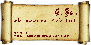 Günszberger Zsüliet névjegykártya